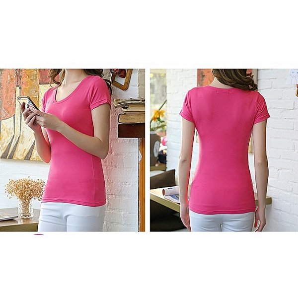 Women short - sleeved T-shirt - Women with tight Slim figure red