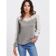 Women fashion cotton T-shirt, color block boat neck, lace