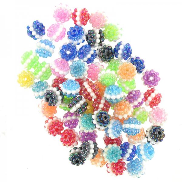 Plastic beads covered with pearl beads mix