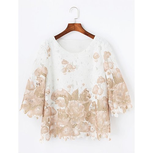 Women cotton T-shirt, floral lace