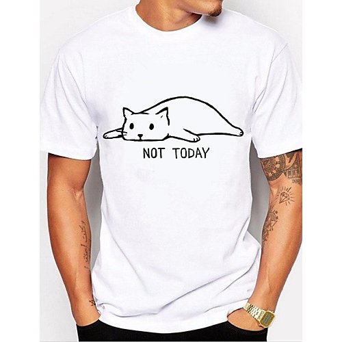 Men Daily Weekend Basic Cotton T-Shirt, Animal, Letter Black, Printed Round Collar, Short Sleeve