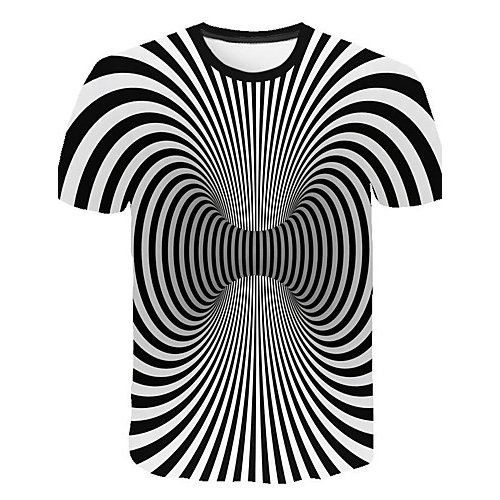 Men slim t-shirt, stripes, 3D crew neck