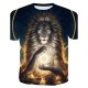 Men cotton T-shirt, 3D, animal print round neck