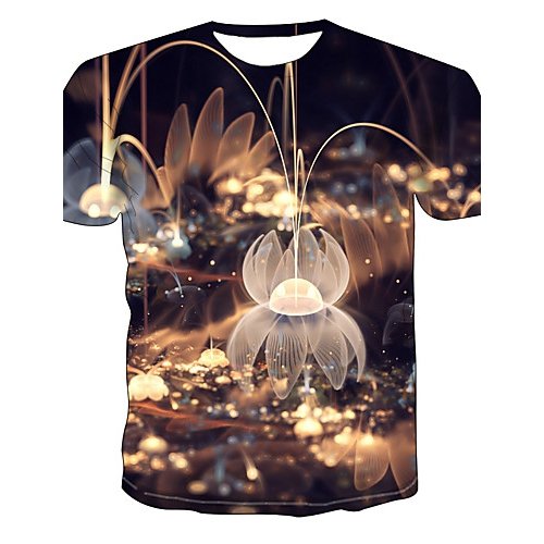 Men everyday fashion, punk gothic T-shirt, color matching, 3D, patterned print crew neck, short sleeves