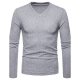 Men T-shirt, solid color V-neck, long-sleeved