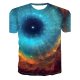 Men Daily Fashion, Punk Gothic T-Shirt, Colorblock, 3D, Printed Round Collar, Short Sleeve