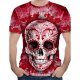 Men T-shirt, color block, 3D, skull print round neck