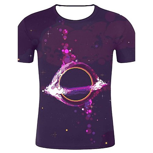 Men large size cotton T-shirt, Galaxy, 3D, graphic print round neck