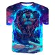 Men cotton t-shirt, 3D, animal print round neck