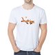 Men casual basic T-shirt, animal print round neck, short sleeves