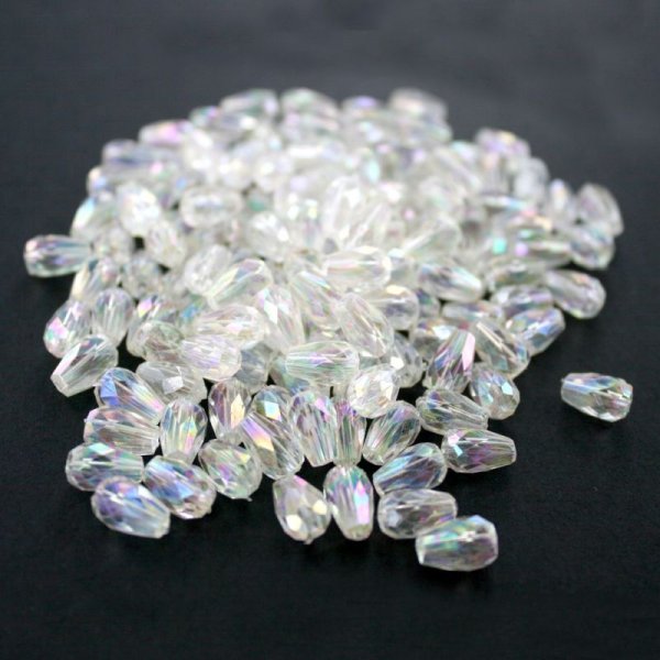 Large crystal facets hole 1.5 mm beads transparent