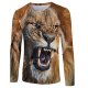 Men casual, daily basic, fashion T-shirt, color block, 3D, animal print round neck, long sleeves