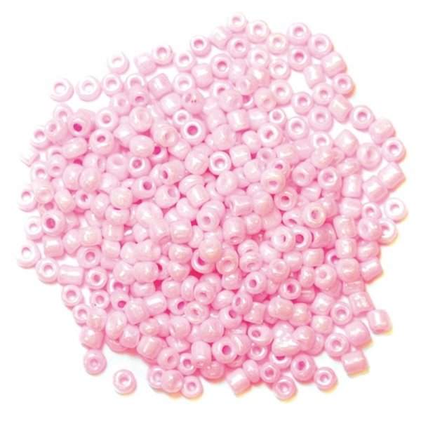 Acrylic pearl pink seed beads 2 mm 15 g