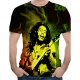 Men large size cotton T-shirt, 3D, portrait print round neck