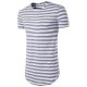 Men Daily Sports Weekend Basic Slim T-Shirt, Striped Printed Round Neck, Short Sleeve, Long