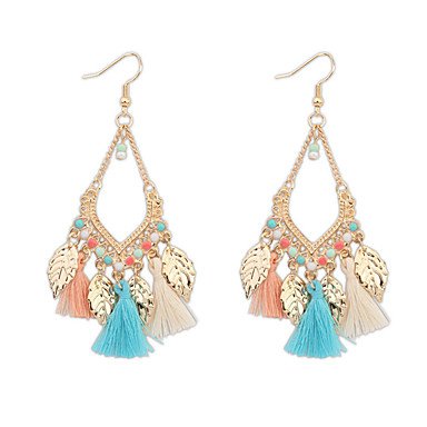 Female earrings earrings fan hanging earrings women tassel retro fashion resin alloy earrings