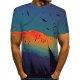 Men chic, T-shirt, colorblock, 3D, patterned print crew neck, short sleeves