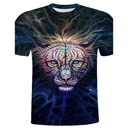 Men daily wear T-shirt, animal round neck, short sleeves