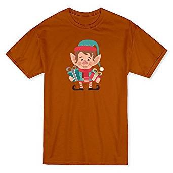 Lovely Christmas elf holding gift Men Orange, Texas T-shirt