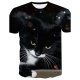 Men daily basic large size T-shirt, animal cat, print round neck, short sleeve