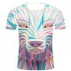 Men activities, party casual fashion, exaggerated large size cotton T-shirt, stripes, 3D, animal print round neck