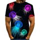 Men fashion, T-shirt, color matching, 3D, animal print round neck, short sleeves