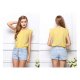 Women Chiffon T-shirt solid color short-sleeved chiffon shirt short-sleeved shirt, yellow