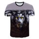 Men daily large size T-shirt, 3D, animal print round neck, short sleeves