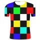 Men large size cotton T-shirt, geometric, 3D, graphic print round neck