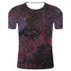 Men large size cotton T-shirt, Galaxy, 3D, graphic print round neck