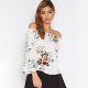 Women strapless floral print blouse sexy ladies ladies T-shirt white shirt