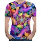 Men large size T-shirt, flower, round neck