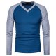 Men casual, everyday cotton T-shirt, color V-neck, long sleeves