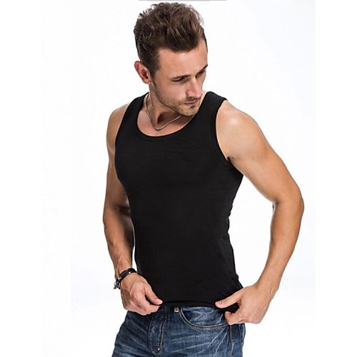 Male sports cotton vest large size, solid color, sleeveless