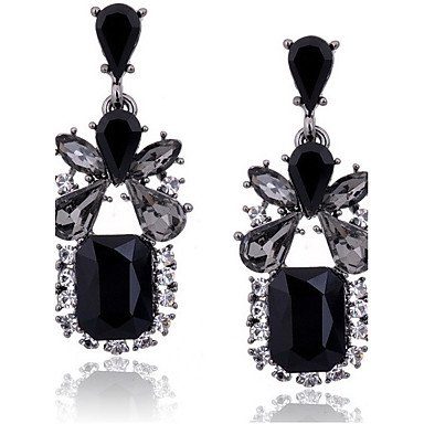 Female zircon earrings, zircon, cubic zirconia, diamond drop, retro, black everyday casual