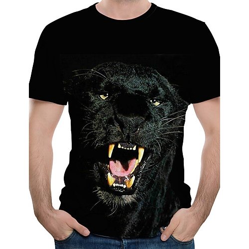 Men, T-shirt, animal print round neck