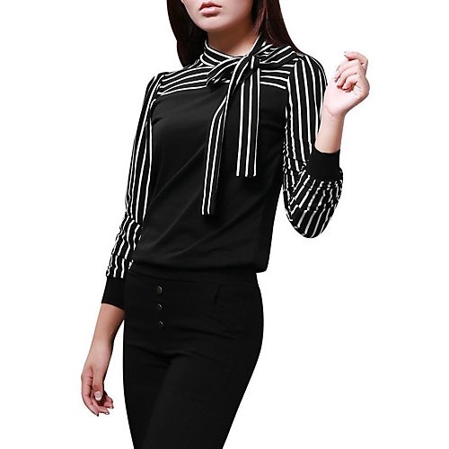 Women cotton shirt, solid lace, pleated, pinstripe