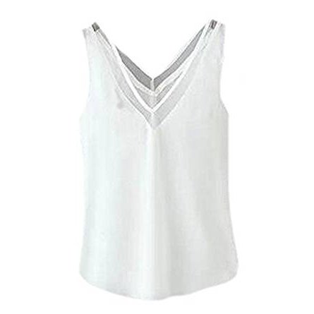 Women's plain solid sleeveless chiffon vest T-shirt