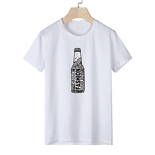 Men sports and leisure basic, stylish cotton T-shirt, graphic print round neck, short sleeves