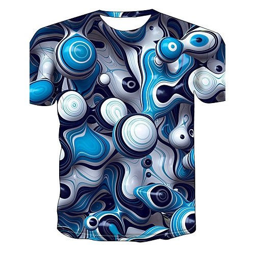 Men Daily T-Shirt, 3D Round Neck, Short Sleeve