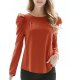 Women go out T-shirt, solid color round neck