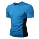 Men daily basic cotton T-shirt, color patch patch V-neck, short sleeves