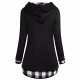 Women casual plaid patchwork long-sleeved hoodie Hood shirt shirt shirt