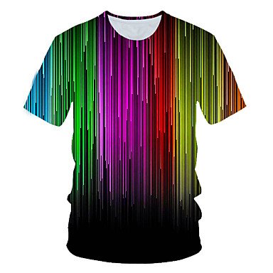 Men daily clothing chic, T-shirt, color block, 3D, graphic print round neck, short sleeves