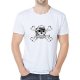 Men casual, everyday sports and leisure business, retro slim T-shirt, graphics, skull print round neck, short sleeves