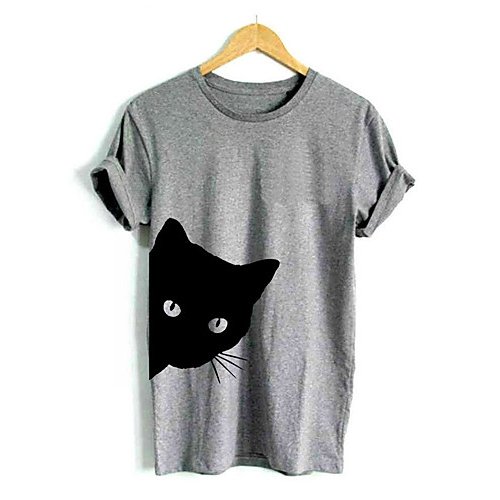 Women go out T-shirts, animal cat