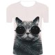 Men sports and chic, exaggerated large size cotton T-shirt, 3D, graphics, animal print round neck, short sleeves