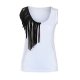 Women summer tassel sleeveless top collar shirt casual vest T-shirt