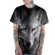 Men daily casual basic, stylish slim T-shirt, 3D, animal print round neck, short sleeves