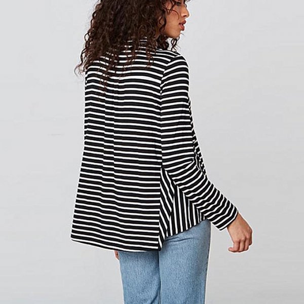 Fashion women striped long-sleeved casual shirt T-shirt top